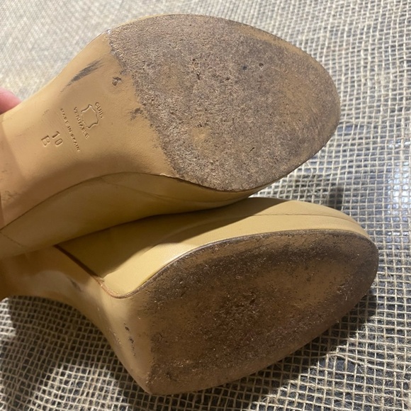 Charles David Heels Size 10B Platform Leather Tan 4.5” Heel Made In Spain - Picture 13 of 13